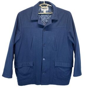 Kingsize Blue Men’s Car Coat Size 2XL-Tall Lined Wool Blend Vintage RN88842
